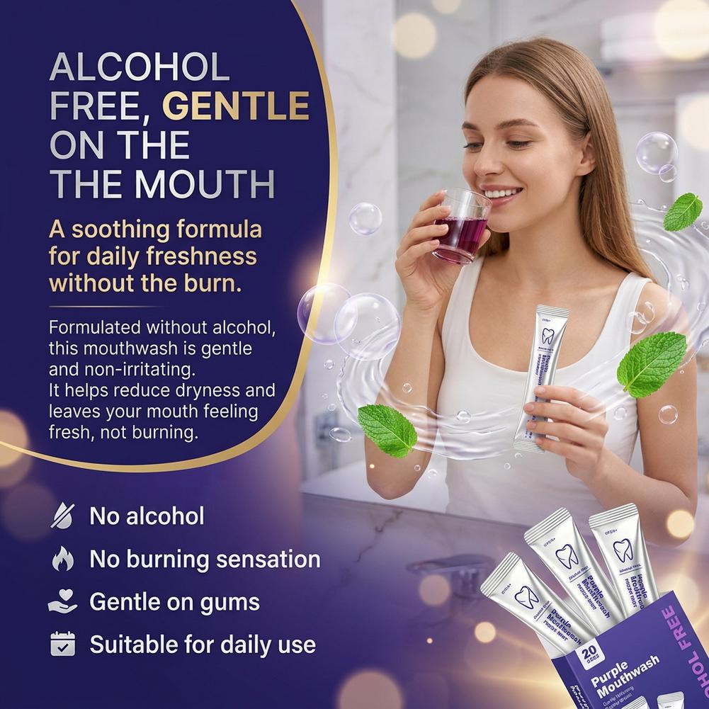 Teeth Whitening Mouthwash - Enjuague Bucal Morado para Limpieza Dental,